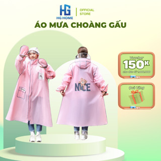 Áo Mưa Thời Trang HGHOME In Hình Gấu Nice Thiết Kế Chân Dài Có Kính Chắn Mưa, Khoá Kéo Tiện Lợi [HÀNG ĐẸP]
