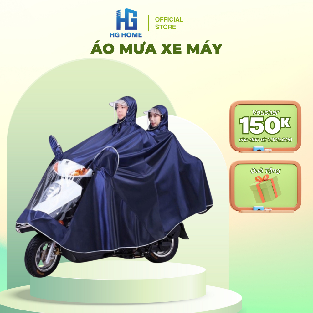 Áo Mưa Phản Quang Đi Xe Máy 1 Người Và 2 Người HGHOME Che Phủ Toàn Thân Kèm Kính Chắn Mưa Tiện Lợi  [ Hàng Đẹp ]