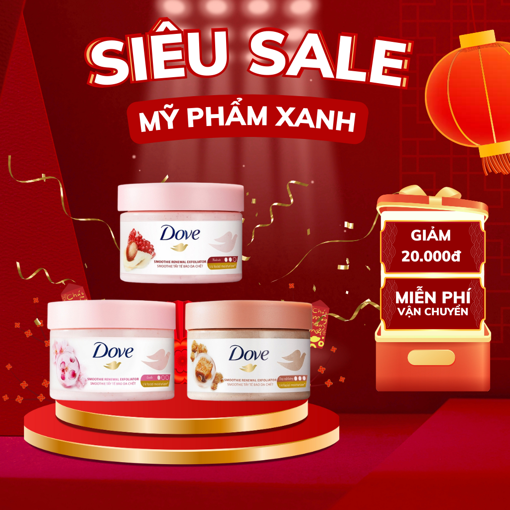 Kem Tẩy Tế Bào Chết Dove Macca Lựu Đỏ Chăm Da Sáng Mịn, Giữ Ẩm, Dưỡng Trắng 225ML