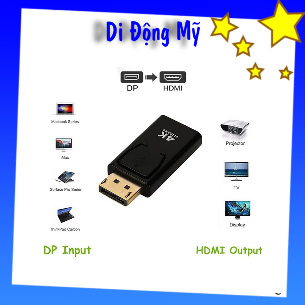 🔥 Giắc chuyển DP sang HDMI, Đầu Dây Jack chuyển đổi cổng hiển thị Display Port DP sang HDMI