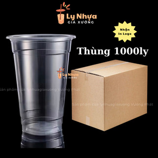  Thùng 1000 Ly Nhựa PP Trơn Đáy Bằng Loại Dày 360ml 500ml 650ml 700ml Đựng Trà Sữa Sinh Tố Nước Ép Nhận In Logo 