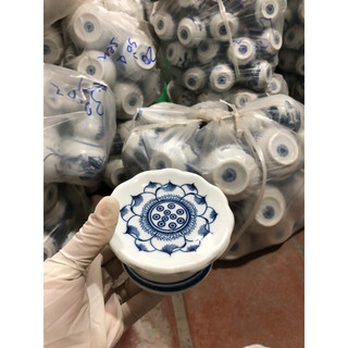chân nến thờ cúng men lam (sứ bát tràng )