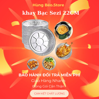 Combo 100 Khay Giấy Bạc Sezi 22cm ( Nồi 5l - 12l ) Lót Nồi Chiên Không Dầu