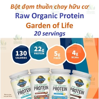  Bột pha sữa thuần chay hữu cơ Garden of Life Raw Organic Protein  Vegan  Keto  Diet  Eat clean  
