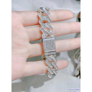Vòng tay cz lắc tay Cuban bạc 925 CUBAN hột Tấm kim AAAAA nhân tạo, hột CZ Thuỵ Sỹ 6-8-10-12mm