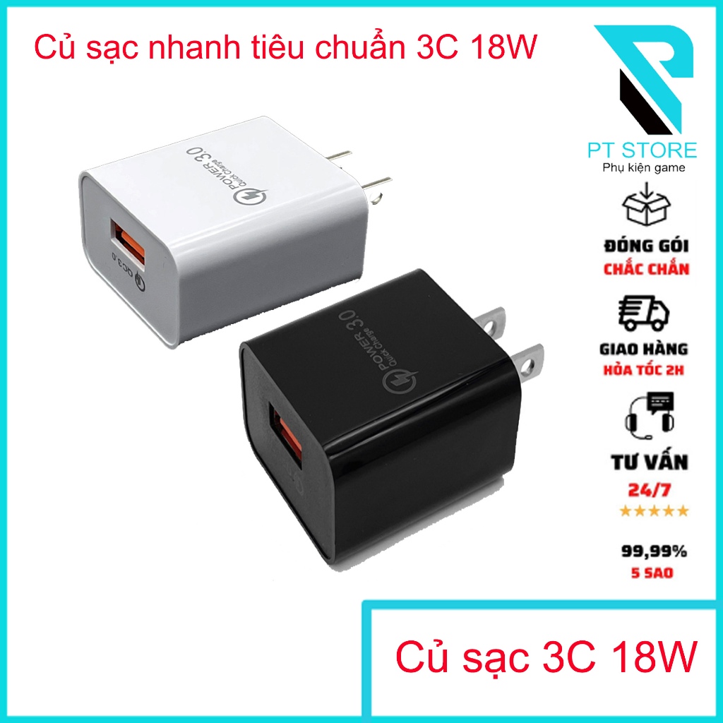 Củ sạc nhanh 18W tiêu chuẩn 3C hỗ trợ chuẩn sạc QC3.0, FastCharge, dùng được cho các sò lạnh Memo CX