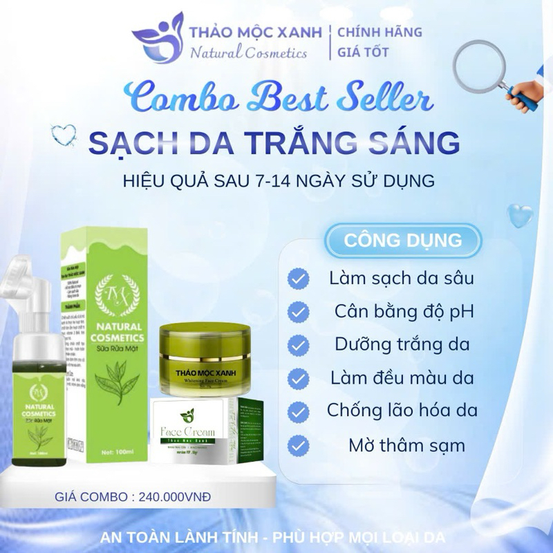 Combo Dưỡng Da Thảo Mộc Xanh (1 srm + 1 kem face)