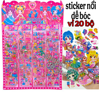  Vỉ 20 bộ sticker nổi 3d  sticker công chúa thay đồ  sticker thay trang phục 