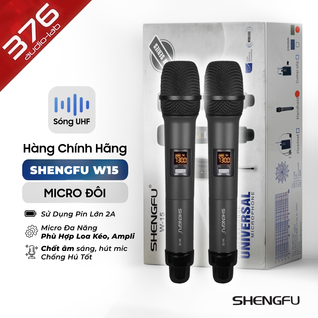 [CHÍNH HÃNG] CẶP MICRO KHÔNG DÂY SHENGFU W15 MICRO ĐA NĂNG