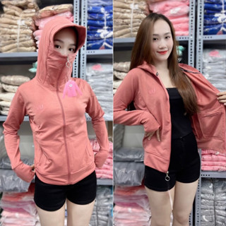 QUỲNH NHI - 6 Tui_Áo Chống Nắng Nữ Khẩu Trang Có Xỏ Ngón, Túi Khoá Kéo, Vải Thun Da Cá Dày Vừa <PE>