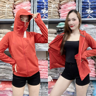 QUỲNH NHI - 6 Tui_Áo Chống Nắng Nữ Khẩu Trang Có Xỏ Ngón, Túi Khoá Kéo, Vải Thun Da Cá Dày Vừa <PE>