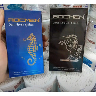 Combo 2 hộp Bao cao su Rocmen Longshock Đen Gân gai và Rocmen Cá Ngựa Xanh Gân gai Tăng Khoái cảm