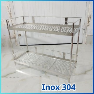  Kệ đựng gia vị 2 tầng Inox 304 để đồ nhà tắm loại dày nhiều kích thước - Hàng Việt Nam 