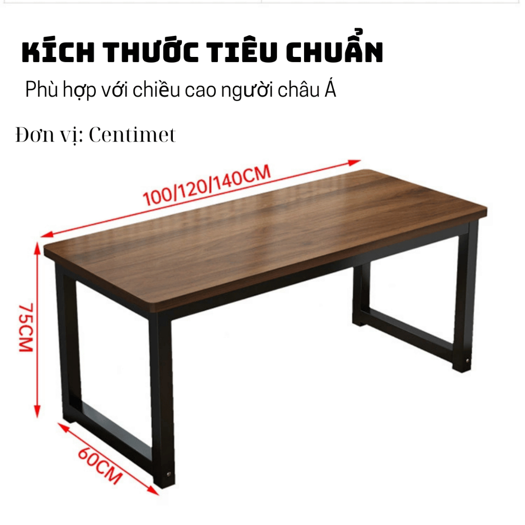Bàn văn phòng, Bàn làm việc chân sắt 4x4cm sơn tĩnh điện, Mặt MDF 15mm, chịu tải lớn | BigBuy360 - bigbuy360.vn