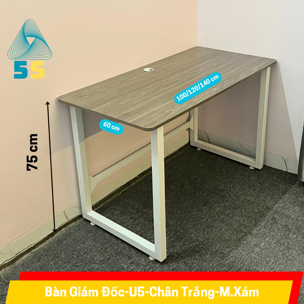 Bàn văn phòng, Bàn làm việc chân sắt 4x4cm sơn tĩnh điện, Mặt MDF 15mm, chịu tải lớn | BigBuy360 - bigbuy360.vn