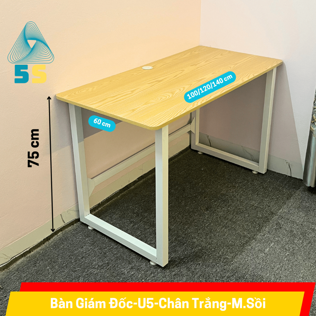 Bàn văn phòng, Bàn làm việc chân sắt 4x4cm sơn tĩnh điện, Mặt MDF 15mm, chịu tải lớn | BigBuy360 - bigbuy360.vn