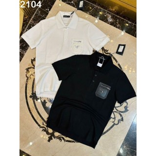 Áo polo nam cổ bẻ Prada tag da túi ngực bản qc xịn 2025