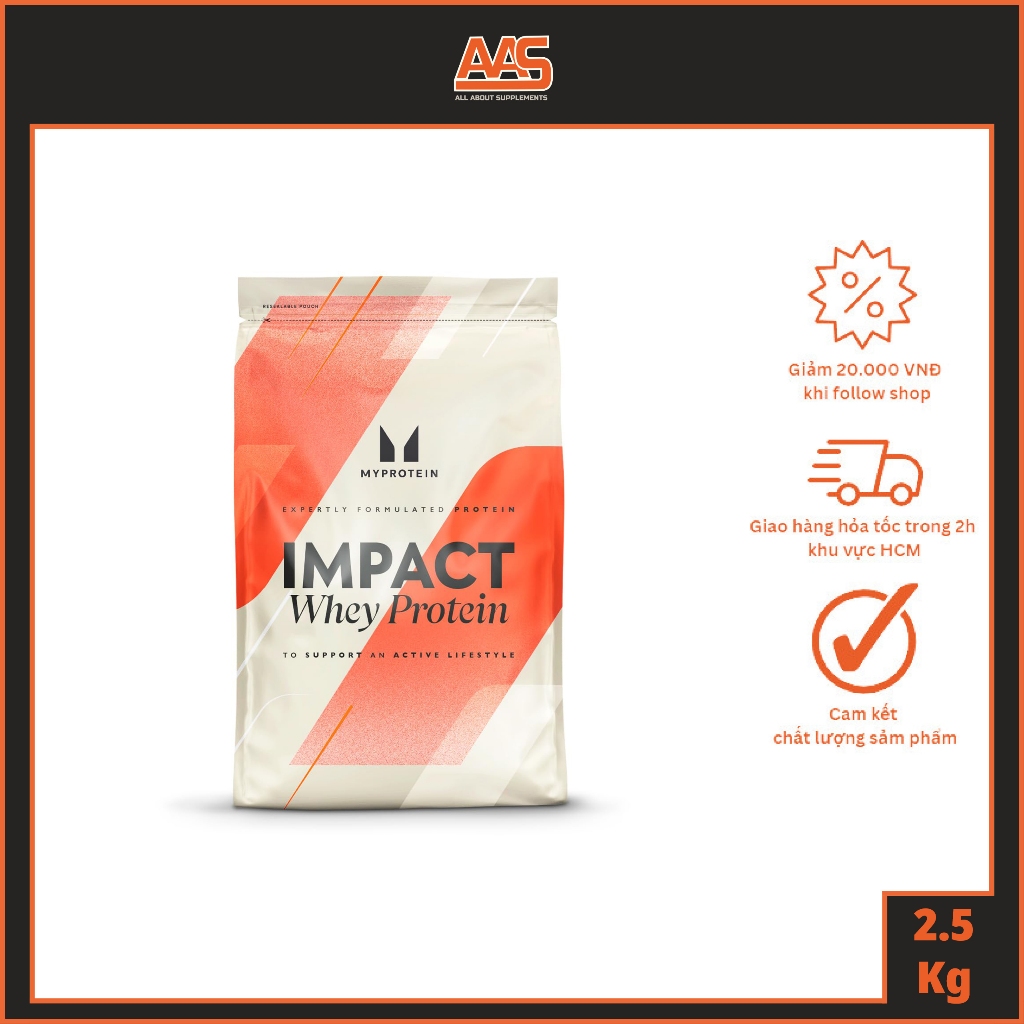 Whey Protein - IMPACT WHEY PROTEIN - 5.5lbs (2,5kg) - Bổ sung protein tăng cơ giảm mỡ - Từ Châu Âu