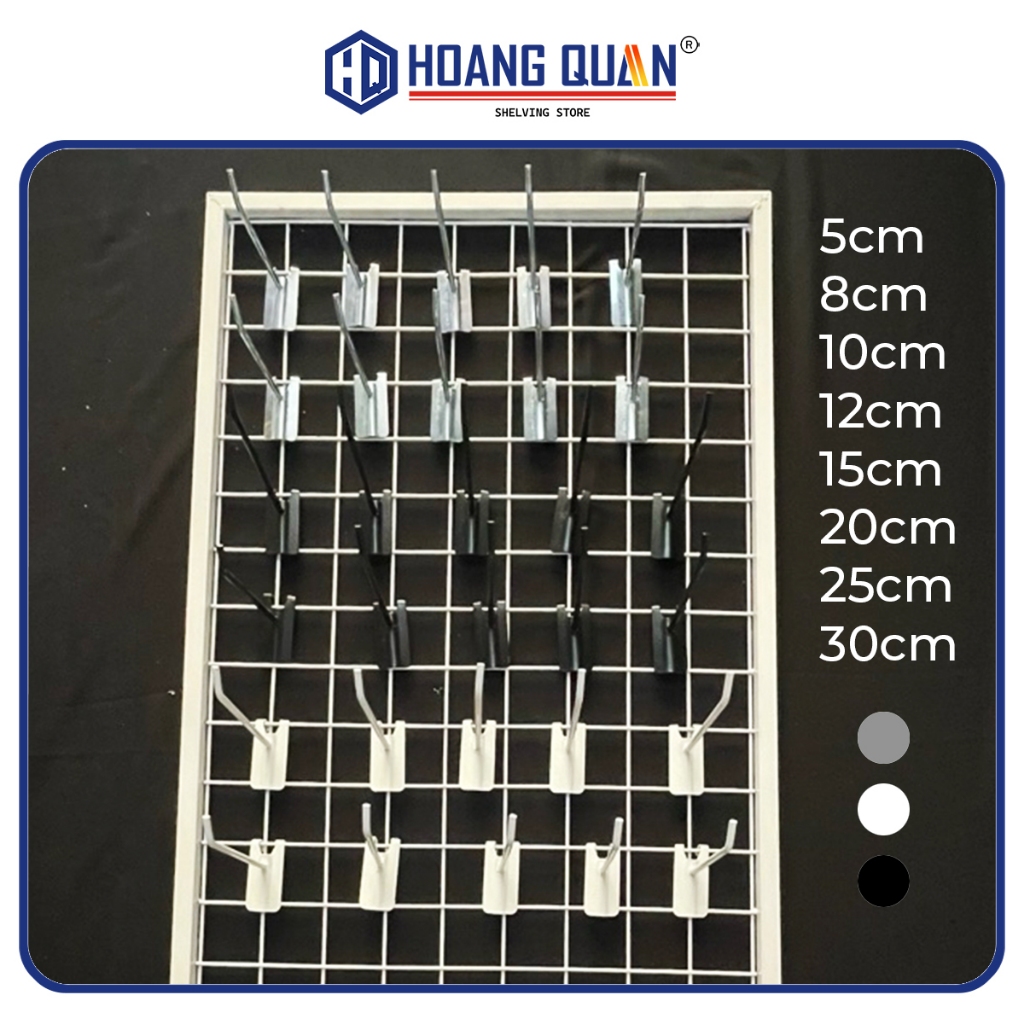 Móc Cài Lưới  5 8 10 12 15 20 25 30cm Treo Phụ Kiện Cây Móc Sắt 5LY Loại 1 Sơn Tĩnh Điện Đa Năng