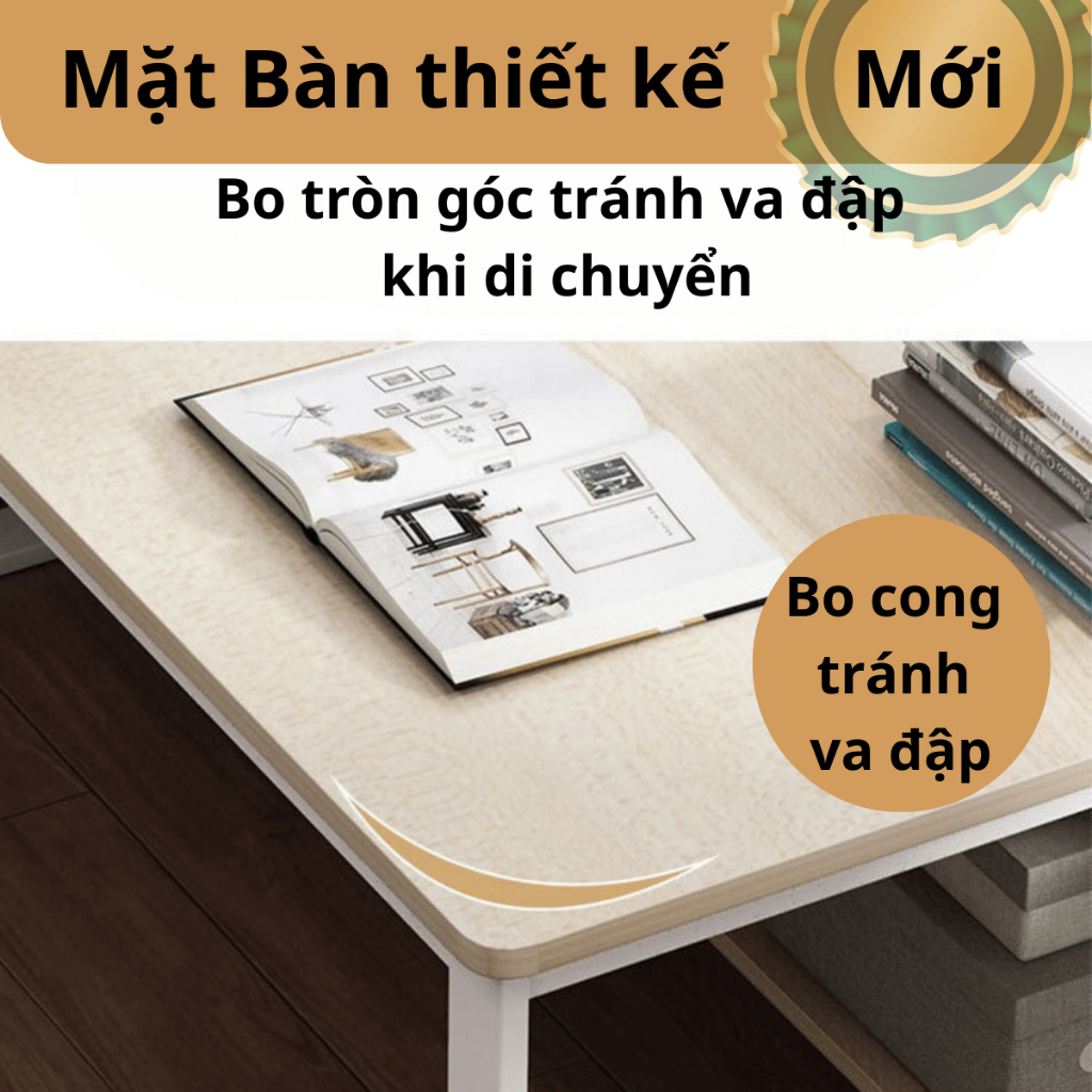 Bàn Học Kèm Kệ Gỗ Lửng– Chân Cong 2x4 – MDF 15mm – Tải 200kg – Dành Cho Người Cần Bàn Siêu Bền | BigBuy360 - bigbuy360.vn