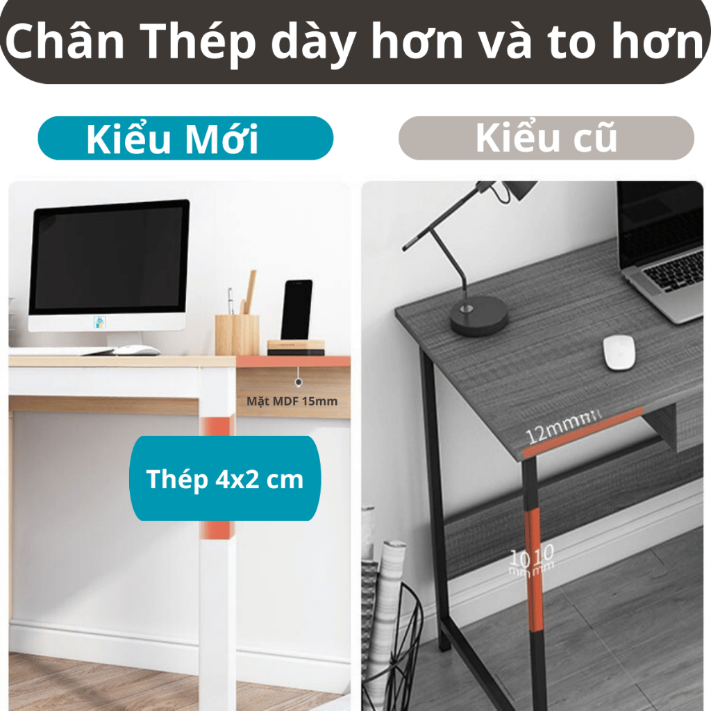 Bàn Học Kèm Kệ Gỗ Lửng– Chân Cong 2x4 – MDF 15mm – Tải 200kg – Dành Cho Người Cần Bàn Siêu Bền | BigBuy360 - bigbuy360.vn