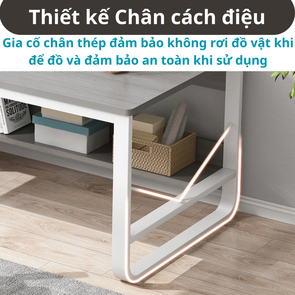 Bàn Học Kèm Kệ Gỗ Lửng– Chân Cong 2x4 – MDF 15mm – Tải 200kg – Dành Cho Người Cần Bàn Siêu Bền | BigBuy360 - bigbuy360.vn