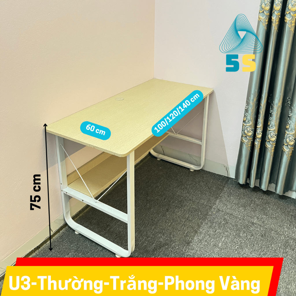 Bàn Học Kèm Kệ Gỗ Lửng– Chân Cong 2x4 – MDF 15mm – Tải 200kg – Dành Cho Người Cần Bàn Siêu Bền | BigBuy360 - bigbuy360.vn