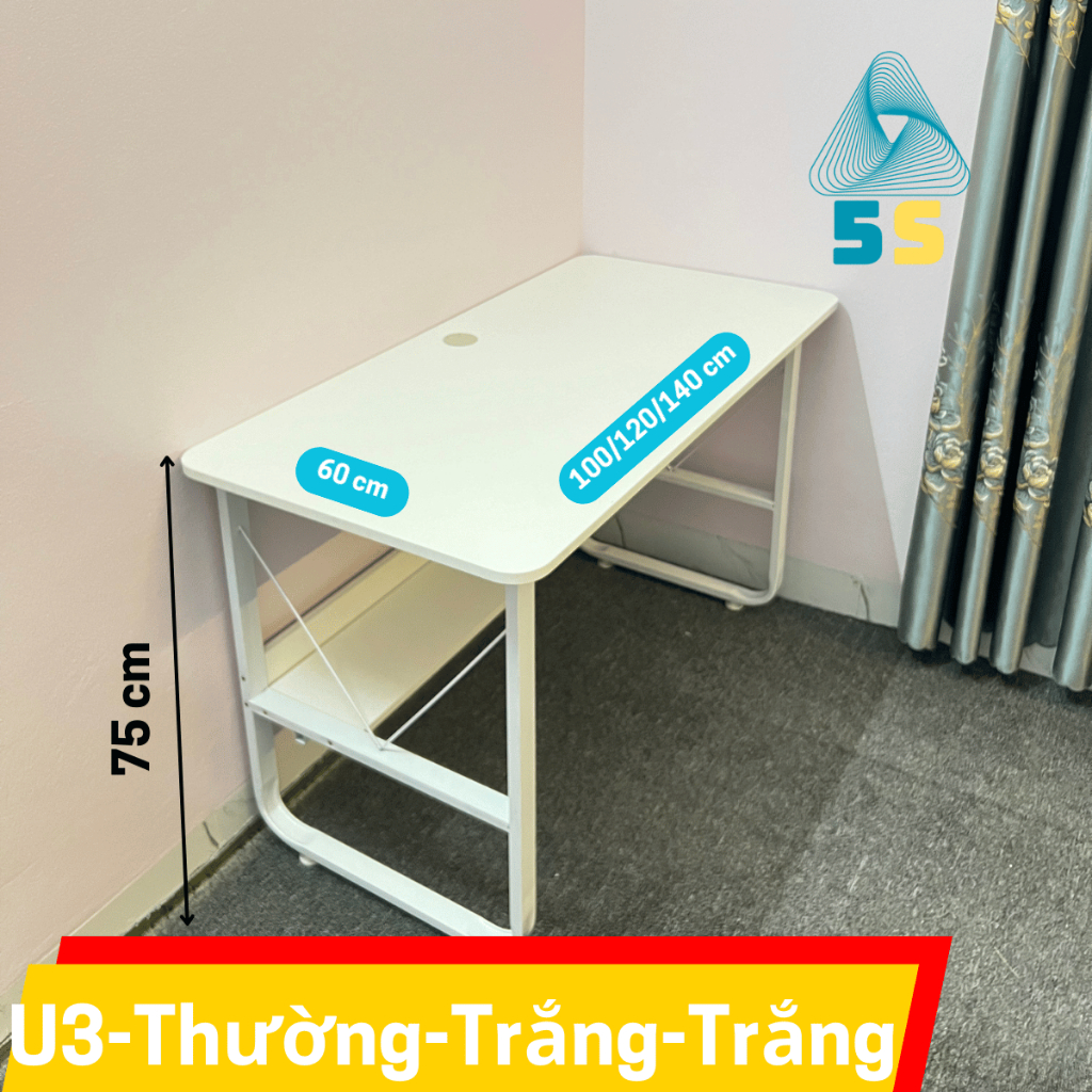 Bàn Học Kèm Kệ Gỗ Lửng– Chân Cong 2x4 – MDF 15mm – Tải 200kg – Dành Cho Người Cần Bàn Siêu Bền | BigBuy360 - bigbuy360.vn