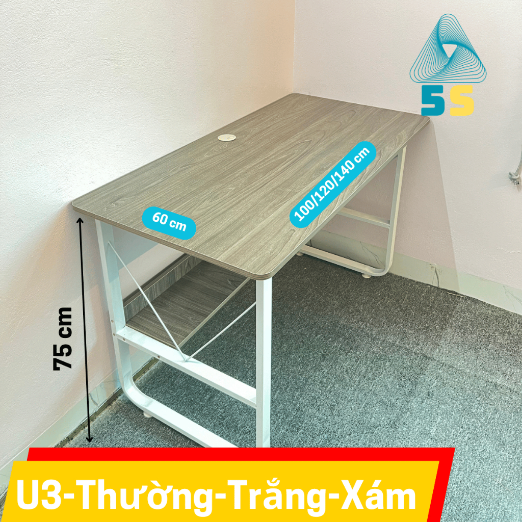 Bàn Học Kèm Kệ Gỗ Lửng– Chân Cong 2x4 – MDF 15mm – Tải 200kg – Dành Cho Người Cần Bàn Siêu Bền | BigBuy360 - bigbuy360.vn