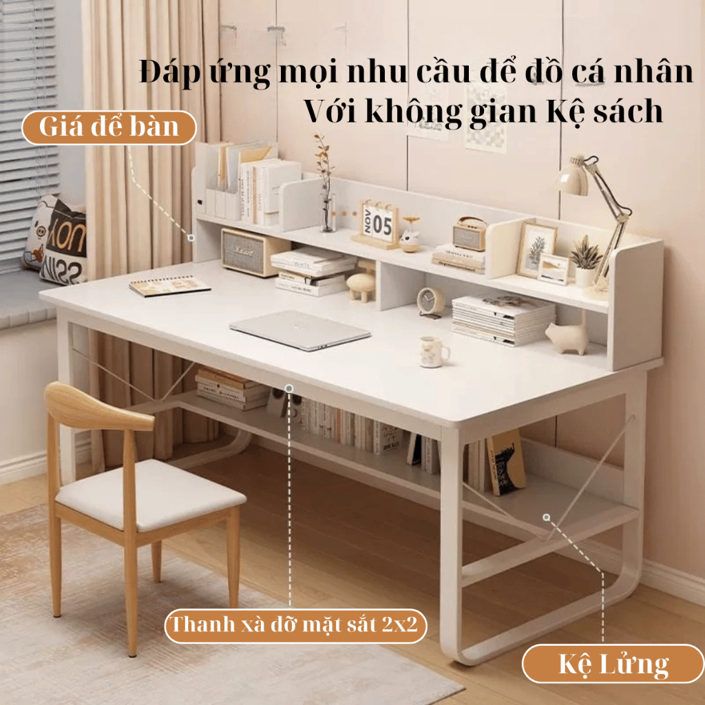 Bàn Học Sinh Viên Có Kệ – Gỗ MDF – Chân Sắt U 2x4 – Gọn Nhẹ, Dễ Lắp, Giá Rẻ | BigBuy360 - bigbuy360.vn