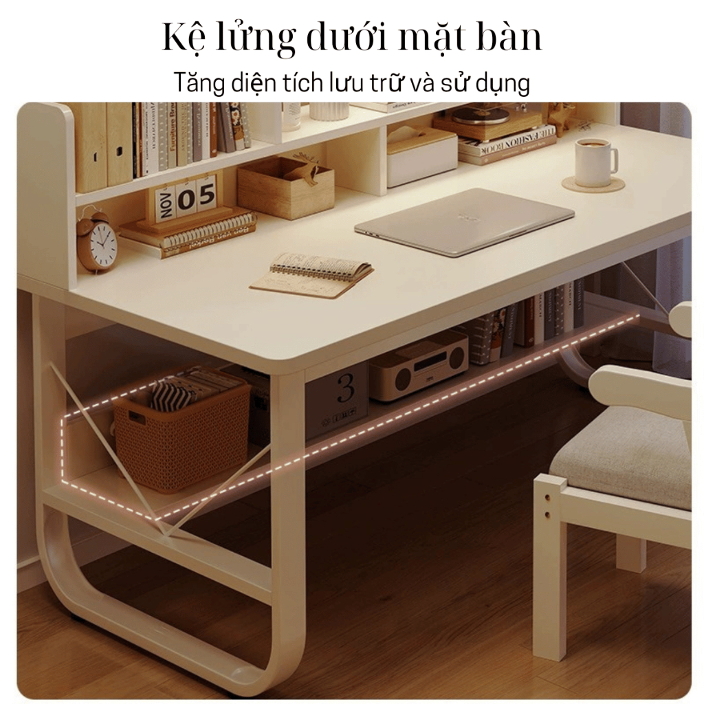 Bàn Học Sinh Viên Có Kệ – Gỗ MDF – Chân Sắt U 2x4 – Gọn Nhẹ, Dễ Lắp, Giá Rẻ | BigBuy360 - bigbuy360.vn