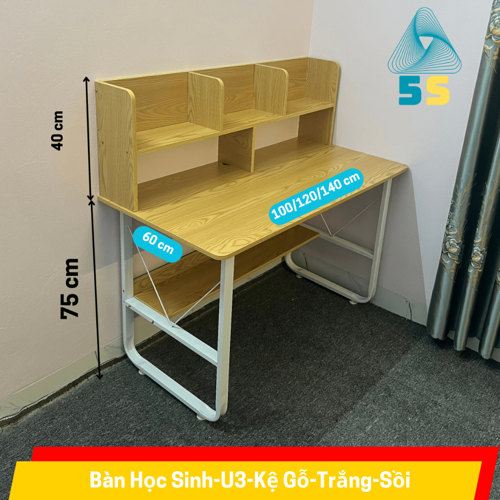 Bàn Học Sinh Viên Có Kệ – Gỗ MDF – Chân Sắt U 2x4 – Gọn Nhẹ, Dễ Lắp, Giá Rẻ | BigBuy360 - bigbuy360.vn