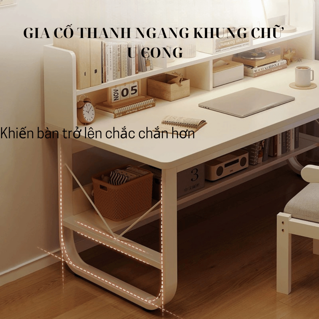 Bàn Làm Việc Tại Nhà Có Kệ – MDF 15mm – Chân Sắt U Cong Sơn – Đa Màu – Gọn Gàng & Tiện Dụng | BigBuy360 - bigbuy360.vn