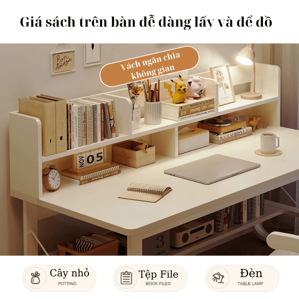 Bàn Làm Việc Tại Nhà Có Kệ – MDF 15mm – Chân Sắt U Cong Sơn – Đa Màu – Gọn Gàng & Tiện Dụng | BigBuy360 - bigbuy360.vn