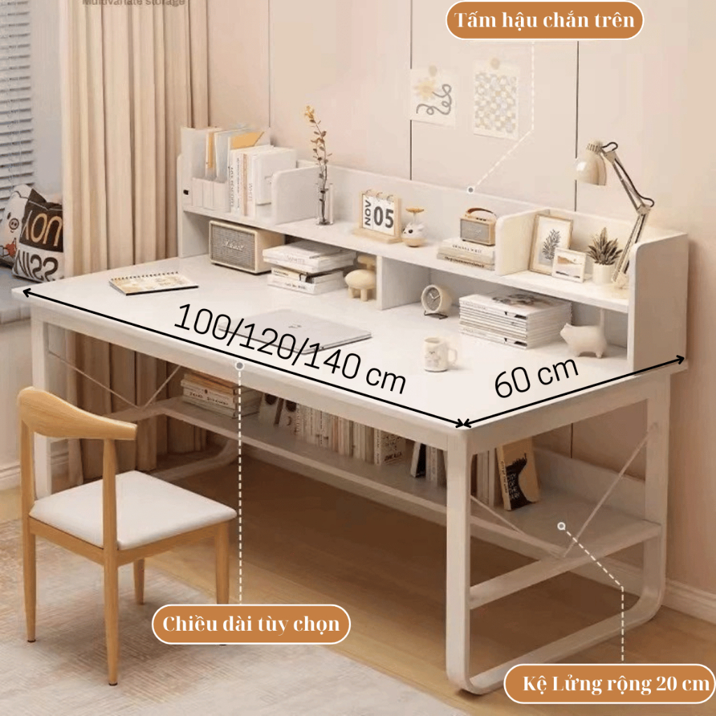 Bàn Làm Việc Tại Nhà Có Kệ – MDF 15mm – Chân Sắt U Cong Sơn – Đa Màu – Gọn Gàng & Tiện Dụng | BigBuy360 - bigbuy360.vn