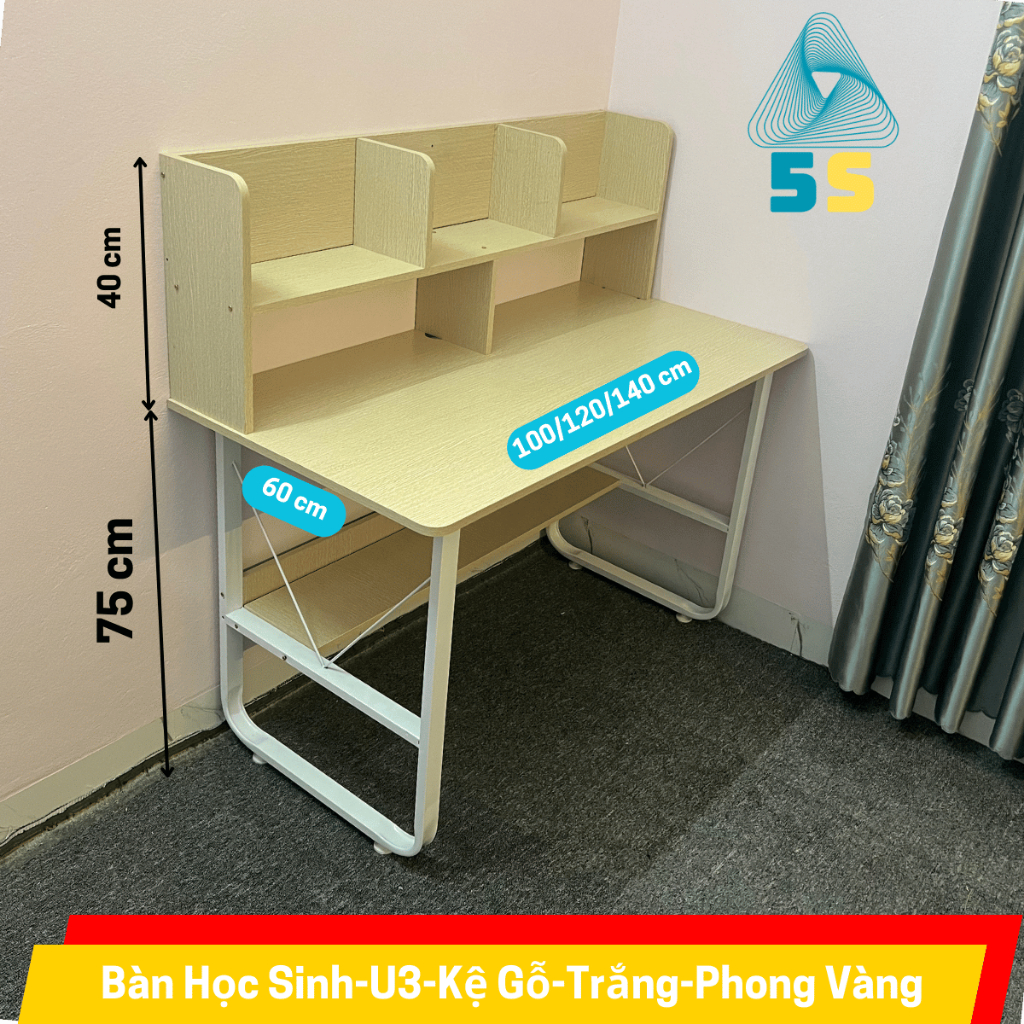 Bàn Làm Việc Tại Nhà Có Kệ – MDF 15mm – Chân Sắt U Cong Sơn – Đa Màu – Gọn Gàng & Tiện Dụng | BigBuy360 - bigbuy360.vn