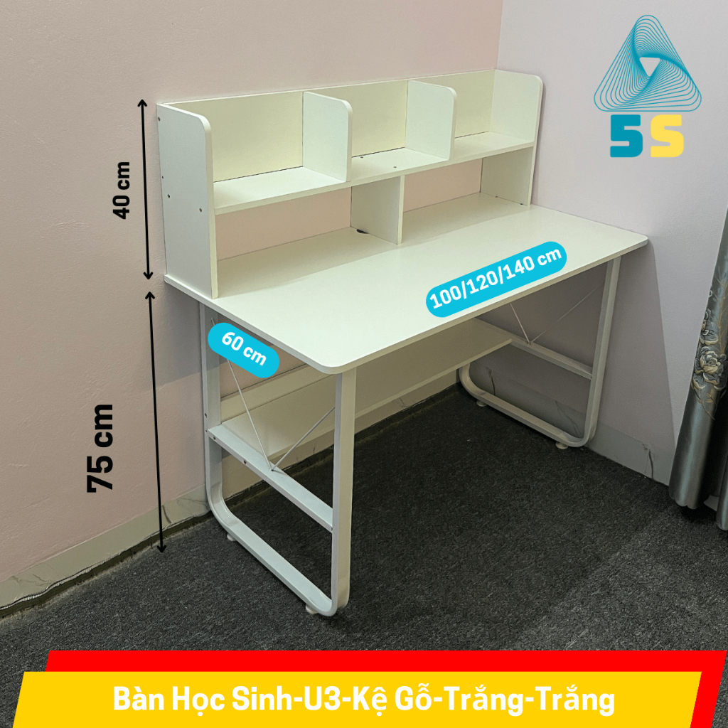Bàn Làm Việc Tại Nhà Có Kệ – MDF 15mm – Chân Sắt U Cong Sơn – Đa Màu – Gọn Gàng & Tiện Dụng | BigBuy360 - bigbuy360.vn