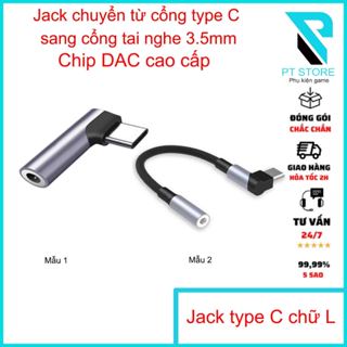Jack chuyển chữ L chuyển từ cổng sạc Type C sang cổng tai nghe 3.5mm - Full Tính Năng - Chơi game - LiveStream