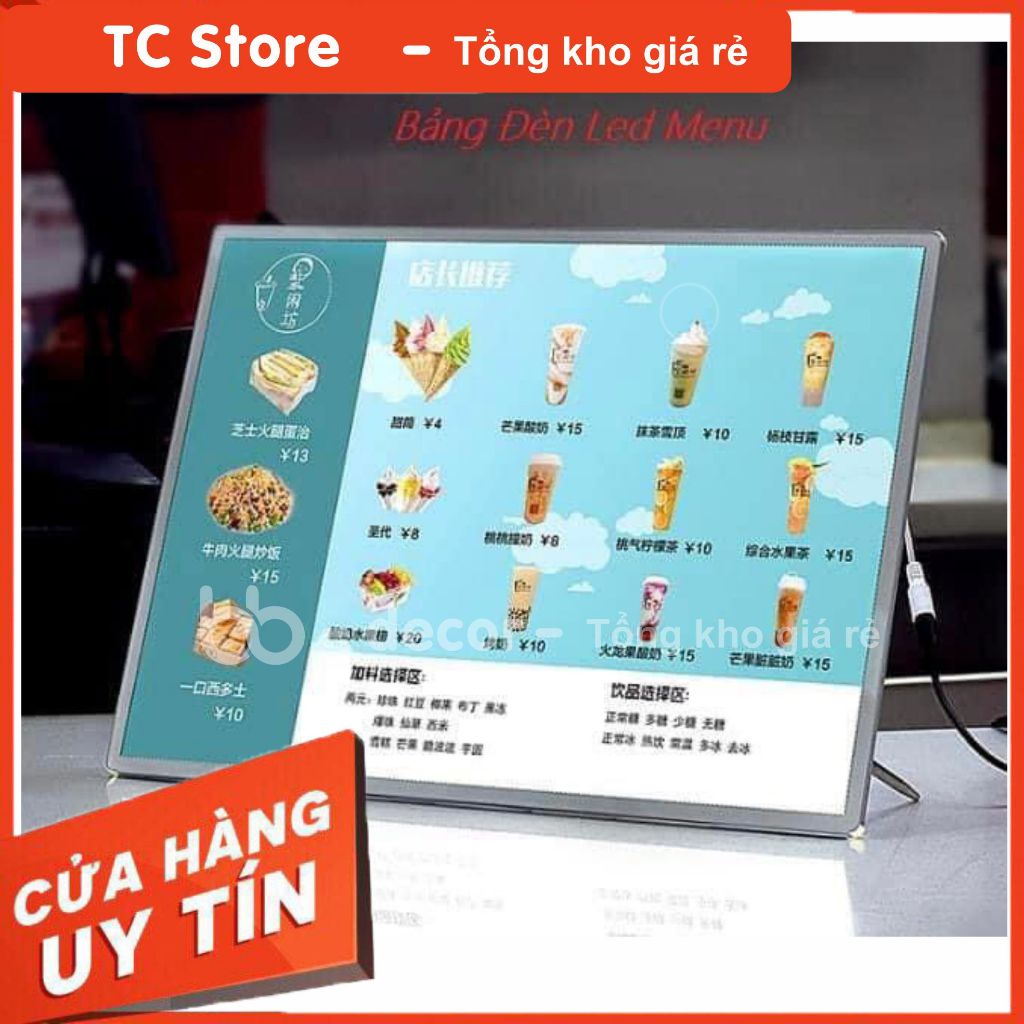 Biển led quảng cáo mặt kính cường lực, khung tranh điện, menu led siêu mỏng a2, a3, a4