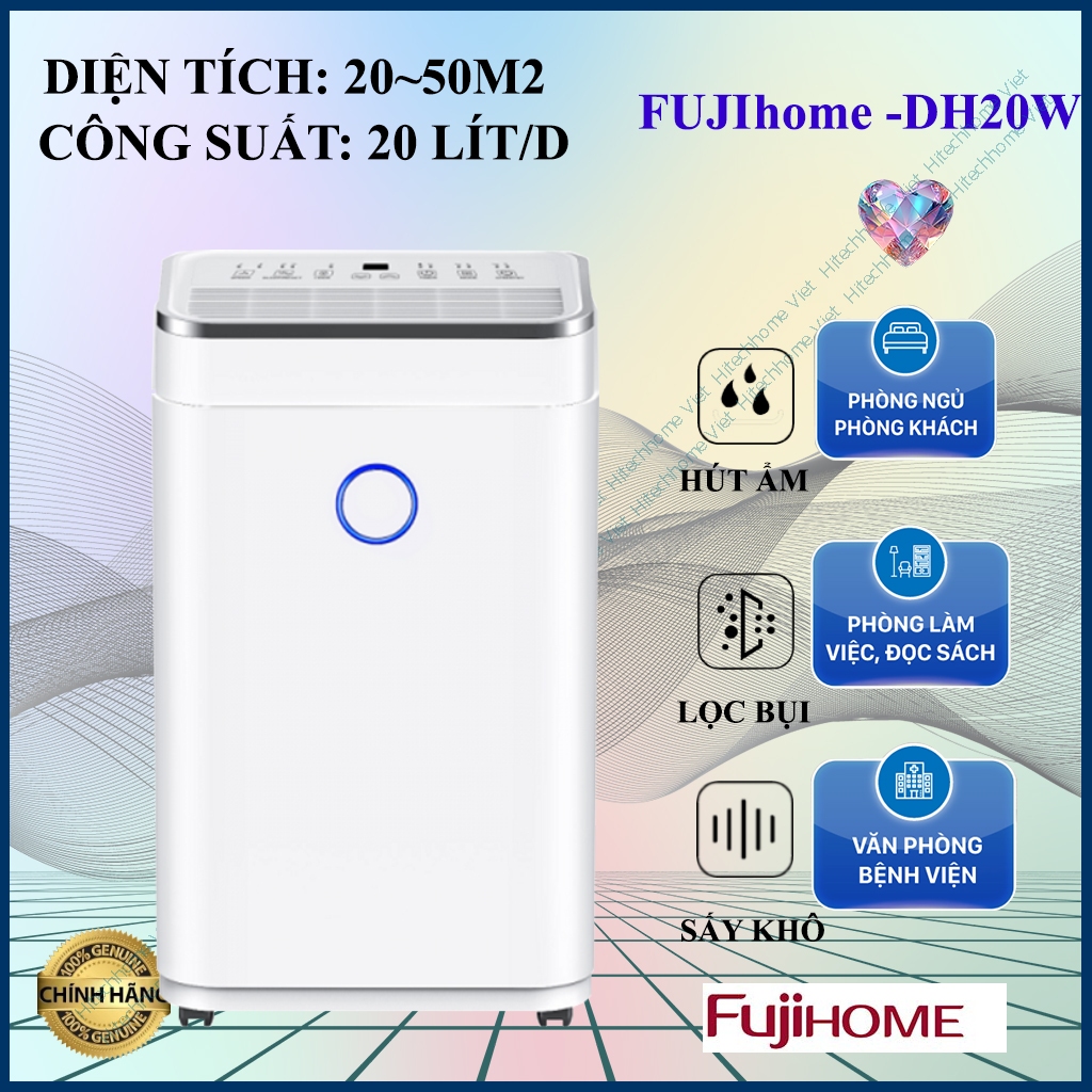 Máy hút ẩm dân dụng Fujihome DH20W Kết Nối Wifi Thông Minh