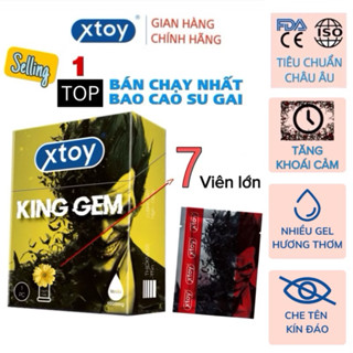 Bao cao su bi XTOY KING GEM 7 bi gai lớn, tăng khoái cảm, nhiều gel, hương vani - hộp 01 bcs