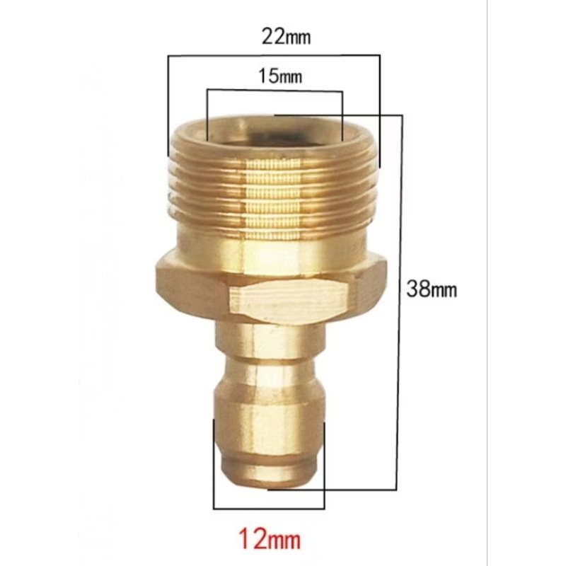 đầu nối răng 22mm ra đầu bi 12mm  -nhôm mạ đồng