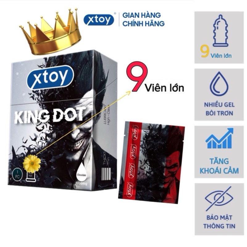 Bao cao su bi XTOY KING DOT  bcs siêu gân gai, nhiều gel bôi trơn, hương chocolate