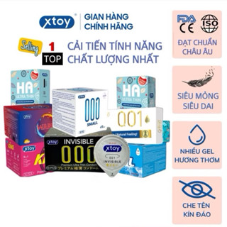 Bao cao su xtoy siêu mỏng, kéo dài thời gian, nhiều gel bôi trơn - Hộp 10 bcs