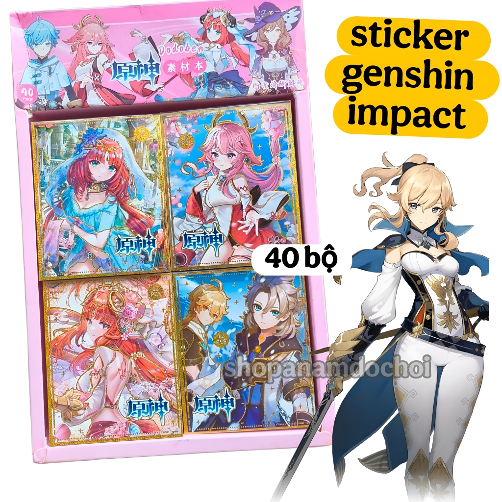 Khay 40 bộ sticker genshin impact , nhãn dán game genshin impact