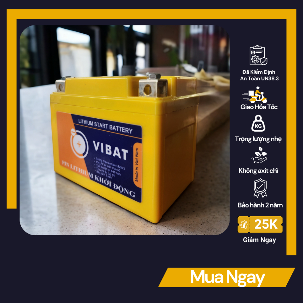 (Hoả Tốc) Bình ắc quy Lithium 12V-50A chuyên tay ga VISION có Smartkey và I-Stop (Không mất I-Stop)