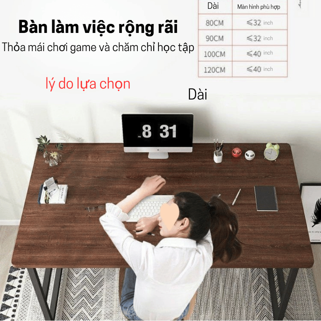 Bàn Học Có Kệ Lửng Gỗ MDF – Chân Sắt Vuông 2.5x2.5 – Bền Đẹp, Tiện Lợi Cho Sinh Viên | BigBuy360 - bigbuy360.vn