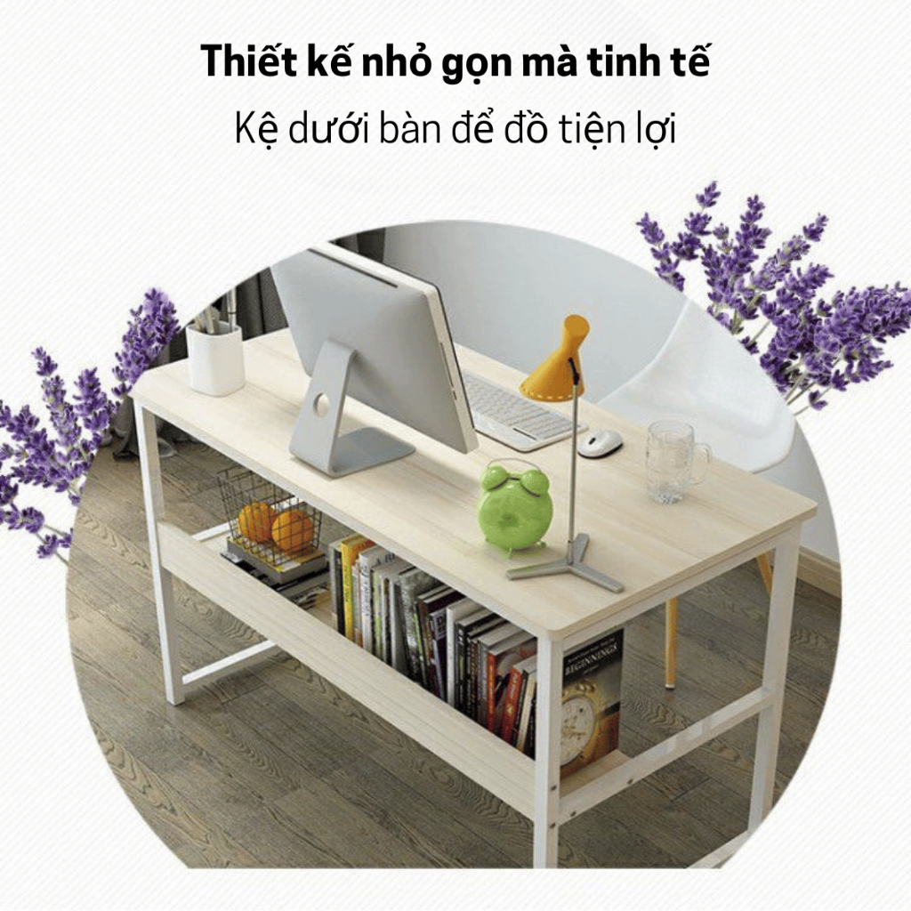 Bàn Học Có Kệ Lửng Gỗ MDF – Chân Sắt Vuông 2.5x2.5 – Bền Đẹp, Tiện Lợi Cho Sinh Viên | BigBuy360 - bigbuy360.vn