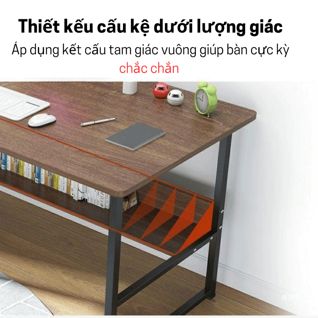 Bàn Học Có Kệ Lửng Gỗ MDF – Chân Sắt Vuông 2.5x2.5 – Bền Đẹp, Tiện Lợi Cho Sinh Viên | BigBuy360 - bigbuy360.vn