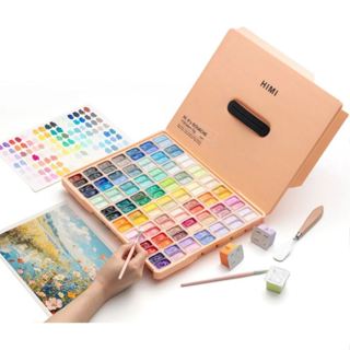  Hộp 112 Màu Gouache HIMI Sinh Đôi HIMI Twins Peach Fuzz - Vỏ Màu Cam Đào  Tặng Kèm Giấy Vẽ  